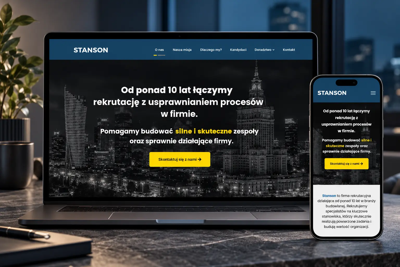 Rozbudowa strony Stanson o nowe usługi i formularz kandydatów